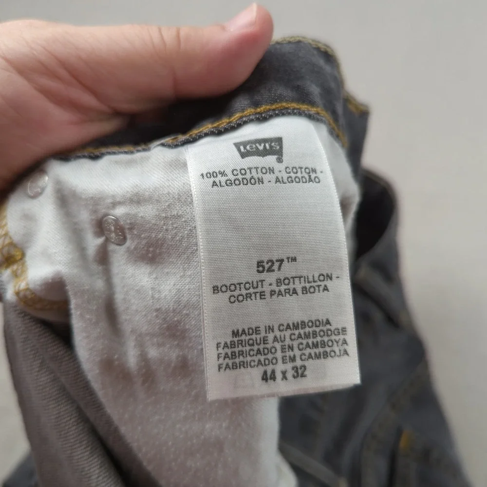 Levis Jeans Mens 44x28* Gray 527‎ Boot Cut Western Cowboy Faded Hemmed